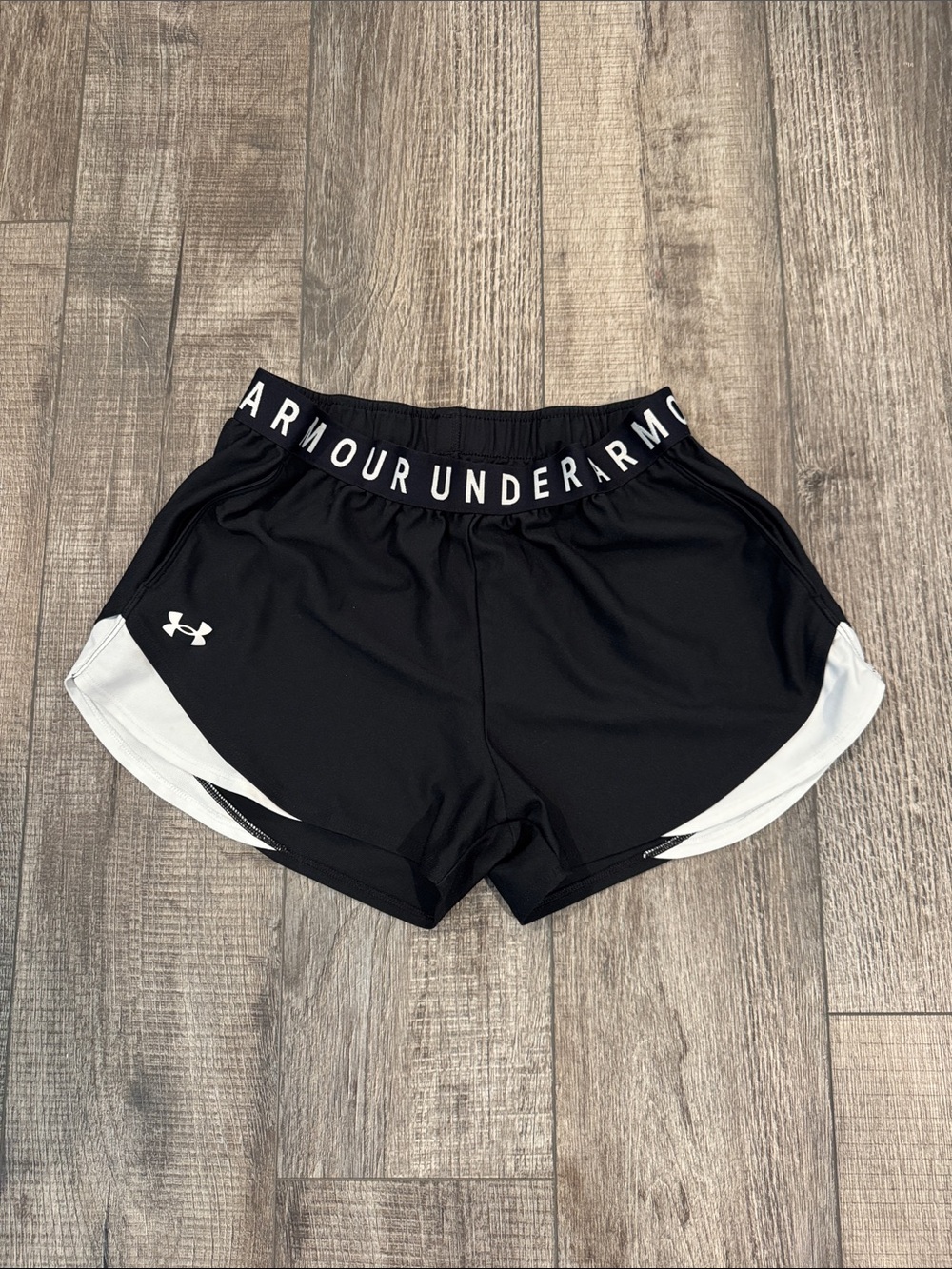 Under Armour Black Athletic Shorts with White Trim
